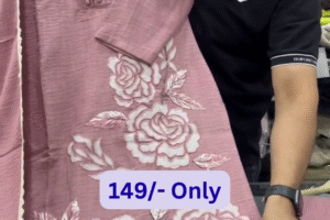 🌸 Elegant Rose Embroidered 3-Piece Kurti Set 🌸