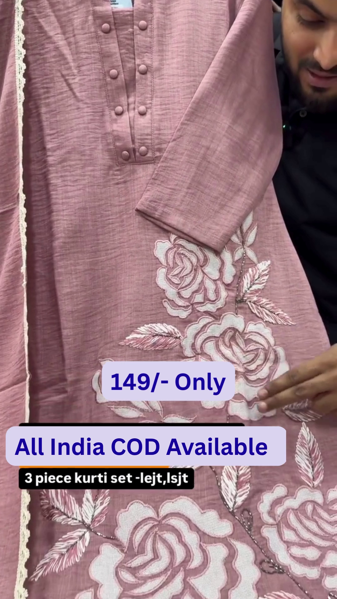 🌸 Elegant Rose Embroidered 3-Piece Kurti Set 🌸 - Image 6