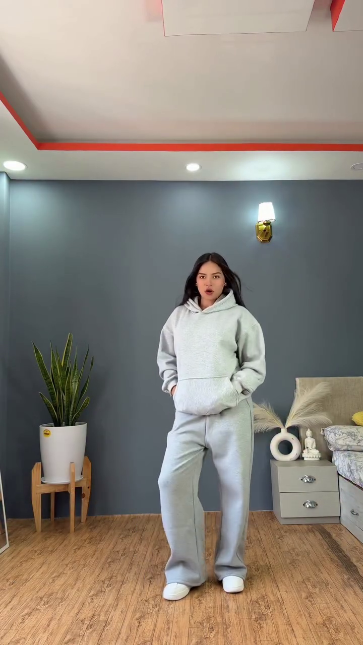 “Cozy Cloud Vibe Hoodie Set ☁️✨ (Available in Grey, Black & Brown)” - Image 3