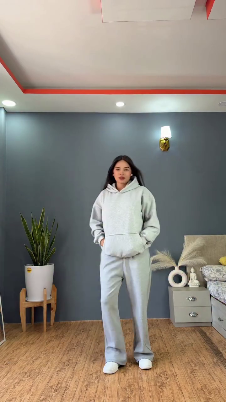 “Cozy Cloud Vibe Hoodie Set ☁️✨ (Available in Grey, Black & Brown)”