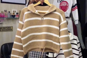 ✨ Cozy Striped Half-Zip Winter Sweater for Girls & Women | Premium Soft Knit | Multiple Colours & Sizes (XXS–XXL)