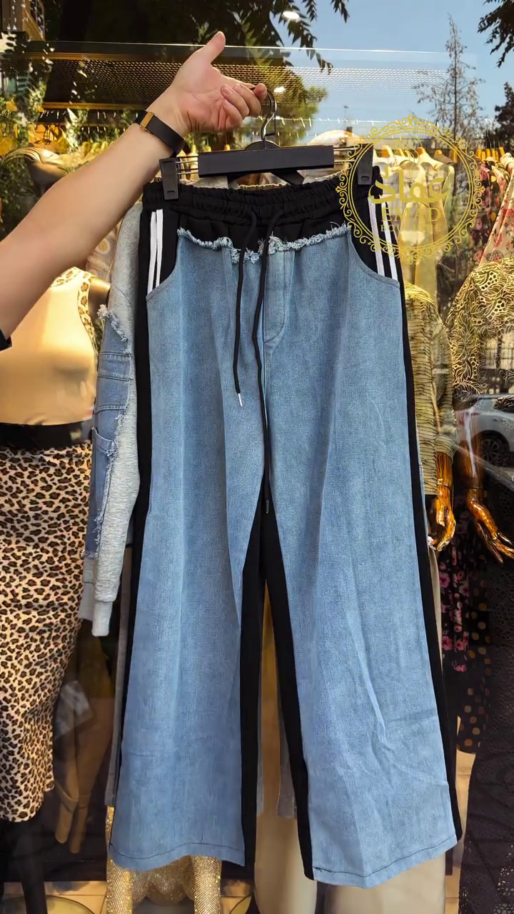 ✨ Denim Patchwork Premium Hoodie & Wide-Leg Jogger Co-ord Set (New Arrival) ✨ - Image 3