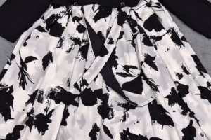 🖤 Monochrome Muse: Elegant Black & White Abstract Midi Dress 🤍