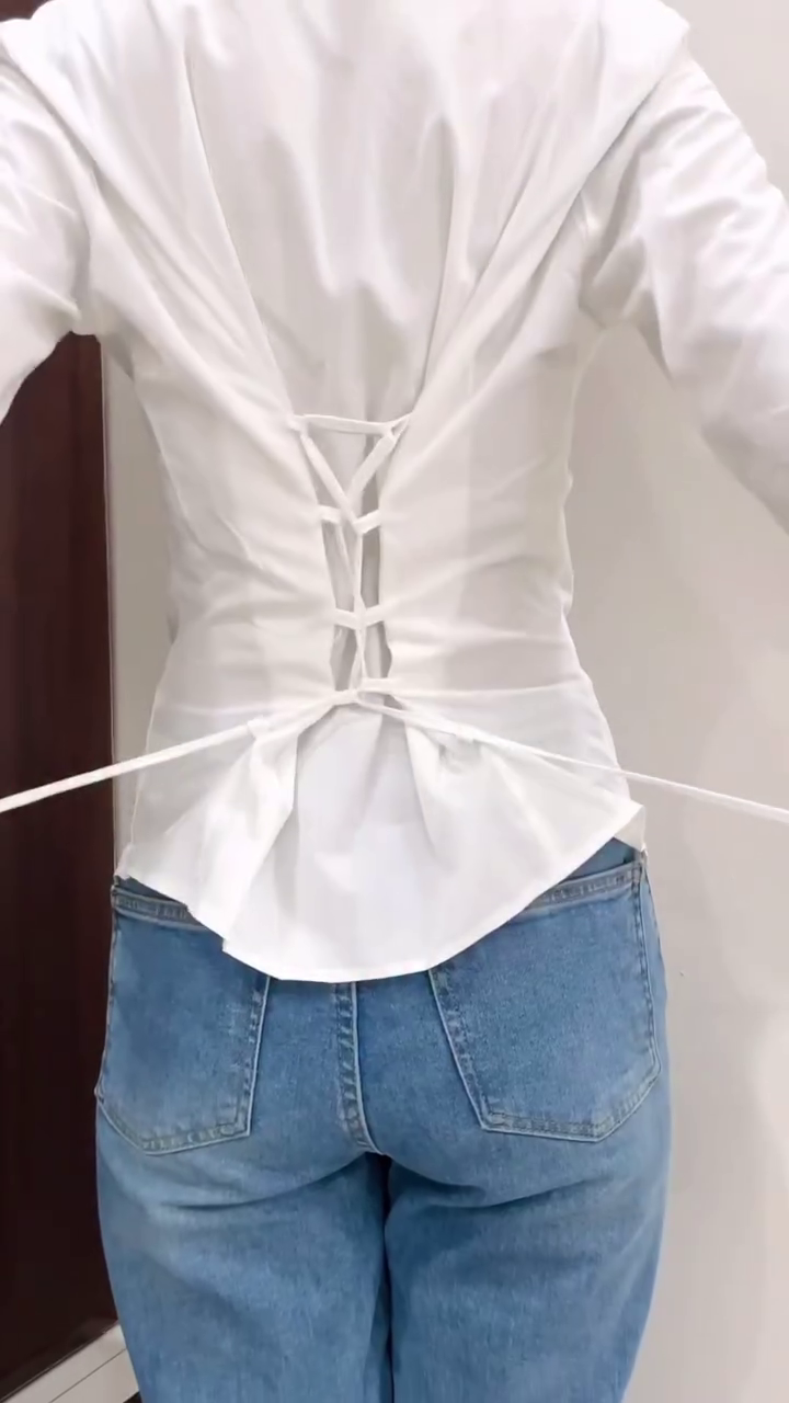 Premium Lace-Up Back Shaping Shirts for Women – Trendy Fit, Elegant Style - Image 2