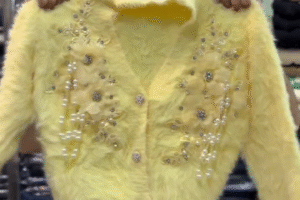 Luxury Floral Pearl-Work Fur Cardigan – Soft, Stylish & Winter Perfect (XXS–XXL)