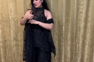 ✨ Midnight Glam Embroidered Sharara Set