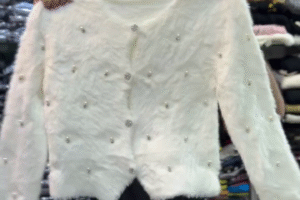 Luxe Pearl-Glow Furry Winter Cardigan for Women (XXS–XXL) – Premium Soft & Stylish Knitwear