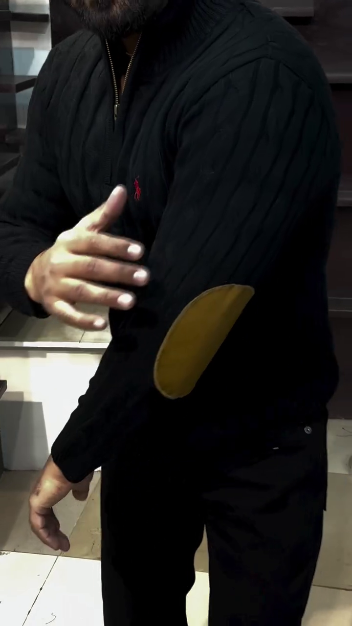 Premium Men’s Winter Half-Zip Sweater with Elbow Patch – Luxury Knitwear for Smart Casual Style - Image 4