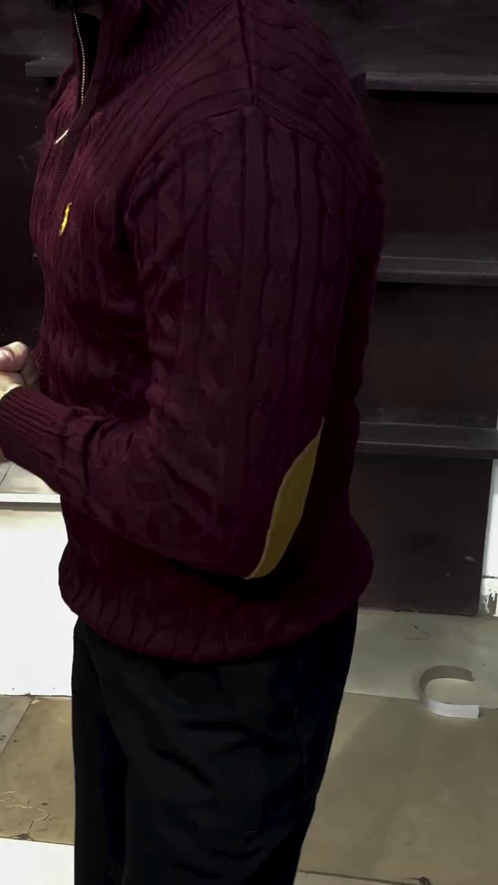 Premium Men’s Winter Half-Zip Sweater with Elbow Patch – Luxury Knitwear for Smart Casual Style - Image 10