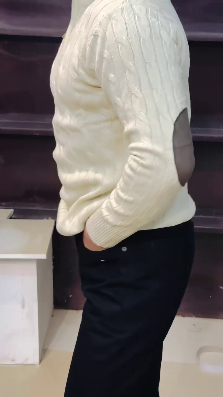 Premium Men’s Winter Half-Zip Sweater with Elbow Patch – Luxury Knitwear for Smart Casual Style - Image 8