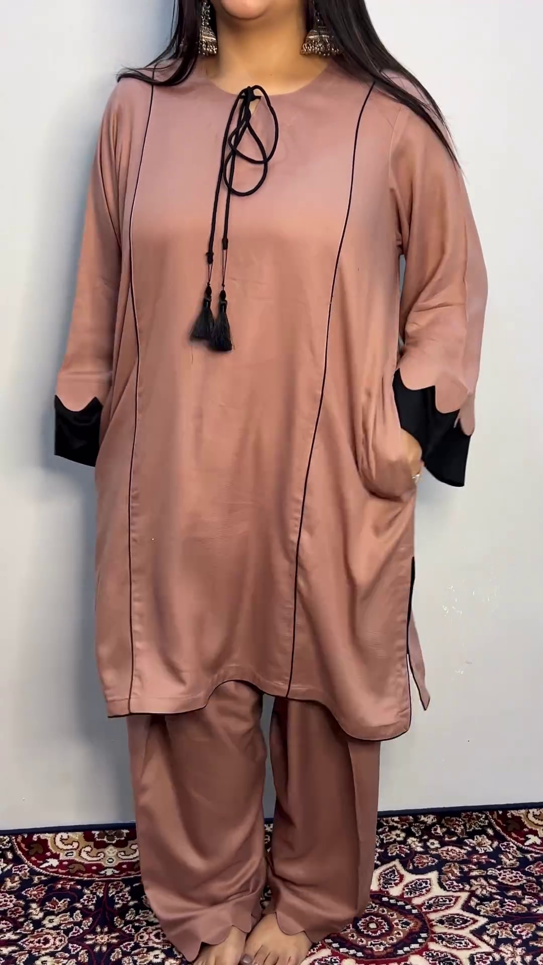 Premium Satin-Feel Modest Co-Ord Set | Scallop Sleeves | Daily to Festive Wear✨