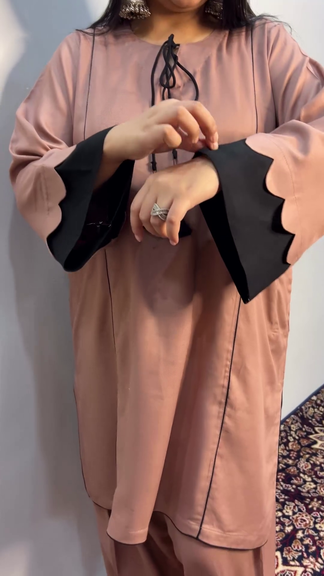 Premium Satin-Feel Modest Co-Ord Set | Scallop Sleeves | Daily to Festive Wear✨ - Image 3