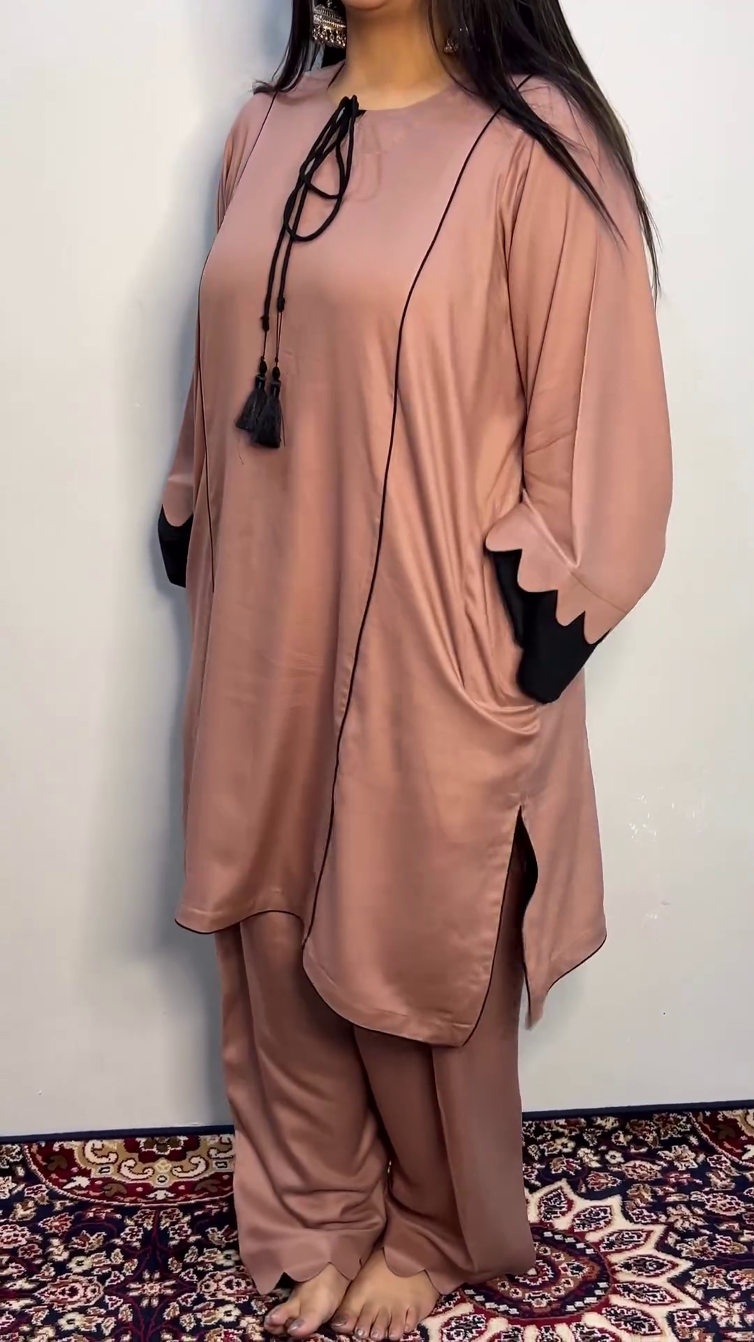 Premium Satin-Feel Modest Co-Ord Set | Scallop Sleeves | Daily to Festive Wear✨ - Image 7