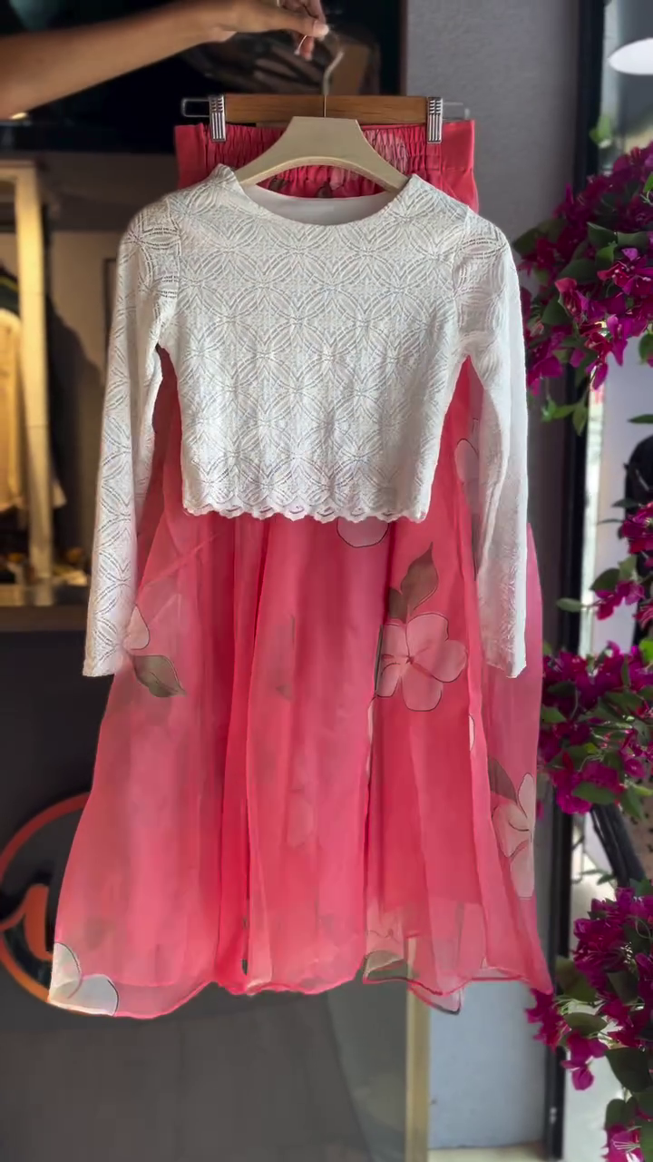 Floral Breeze Kids Party Dress Set – Soft Lace Top & Flowing Pink Skirt ✨👧🌷 - Image 2