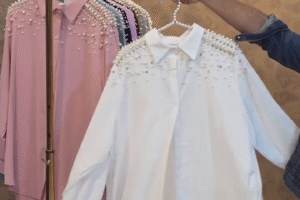 Luxe Pearl Sprinkle Shirt Collection – Premium Embellished Elegance
