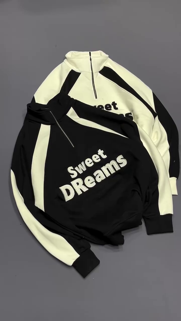 Premium Contrast Panel Half-Zip Sweatshirt – Cozy Unisex Streetwear Style