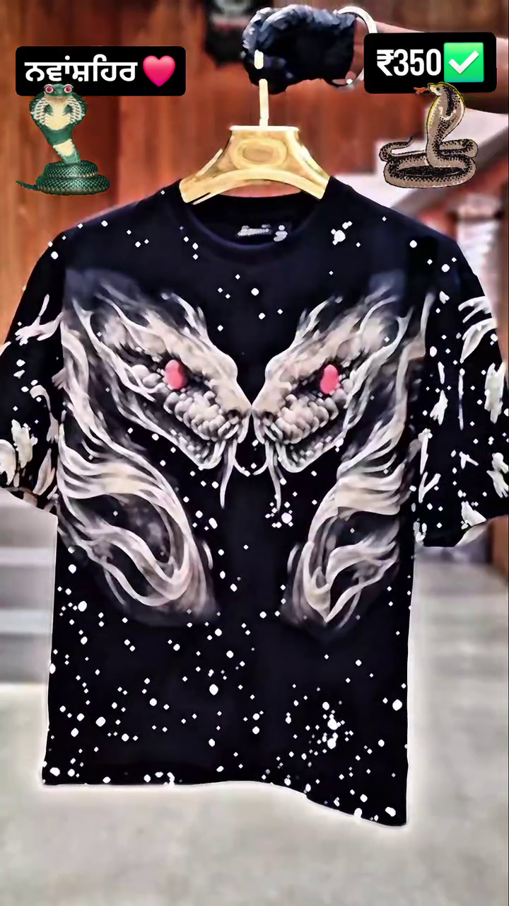 🐍 “Dual Cobra Flame Graphic Oversized T-Shirt” – Street Royal Edition 🖤🔥