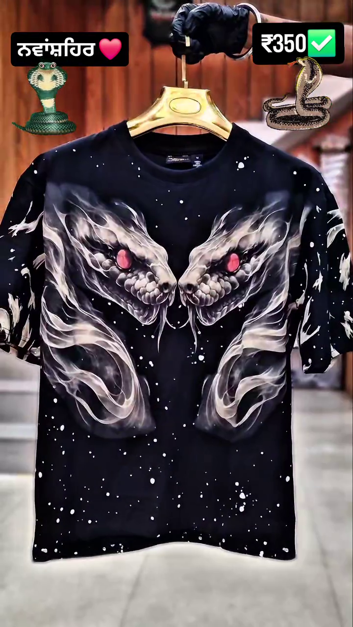 🐍 “Dual Cobra Flame Graphic Oversized T-Shirt” – Street Royal Edition 🖤🔥 - Image 3