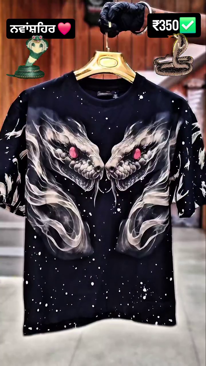 🐍 “Dual Cobra Flame Graphic Oversized T-Shirt” – Street Royal Edition 🖤🔥 - Image 4