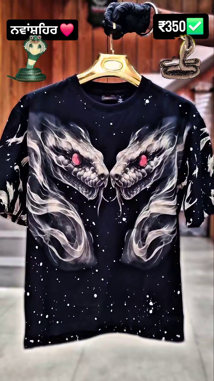 🐍 “Dual Cobra Flame Graphic Oversized T-Shirt” – Street Royal Edition 🖤🔥 - Image 5