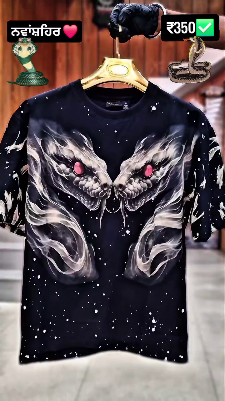 🐍 “Dual Cobra Flame Graphic Oversized T-Shirt” – Street Royal Edition 🖤🔥 - Image 7