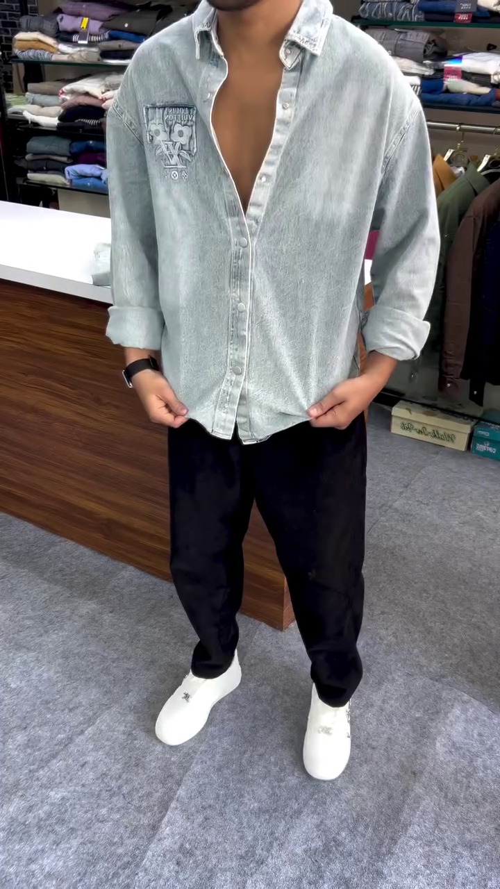 💎 Premium Embroidered Denim Shirt – Vintage Street Style Edition 💎 - Image 2