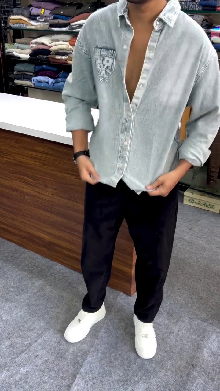 💎 Premium Embroidered Denim Shirt – Vintage Street Style Edition 💎 - Image 7