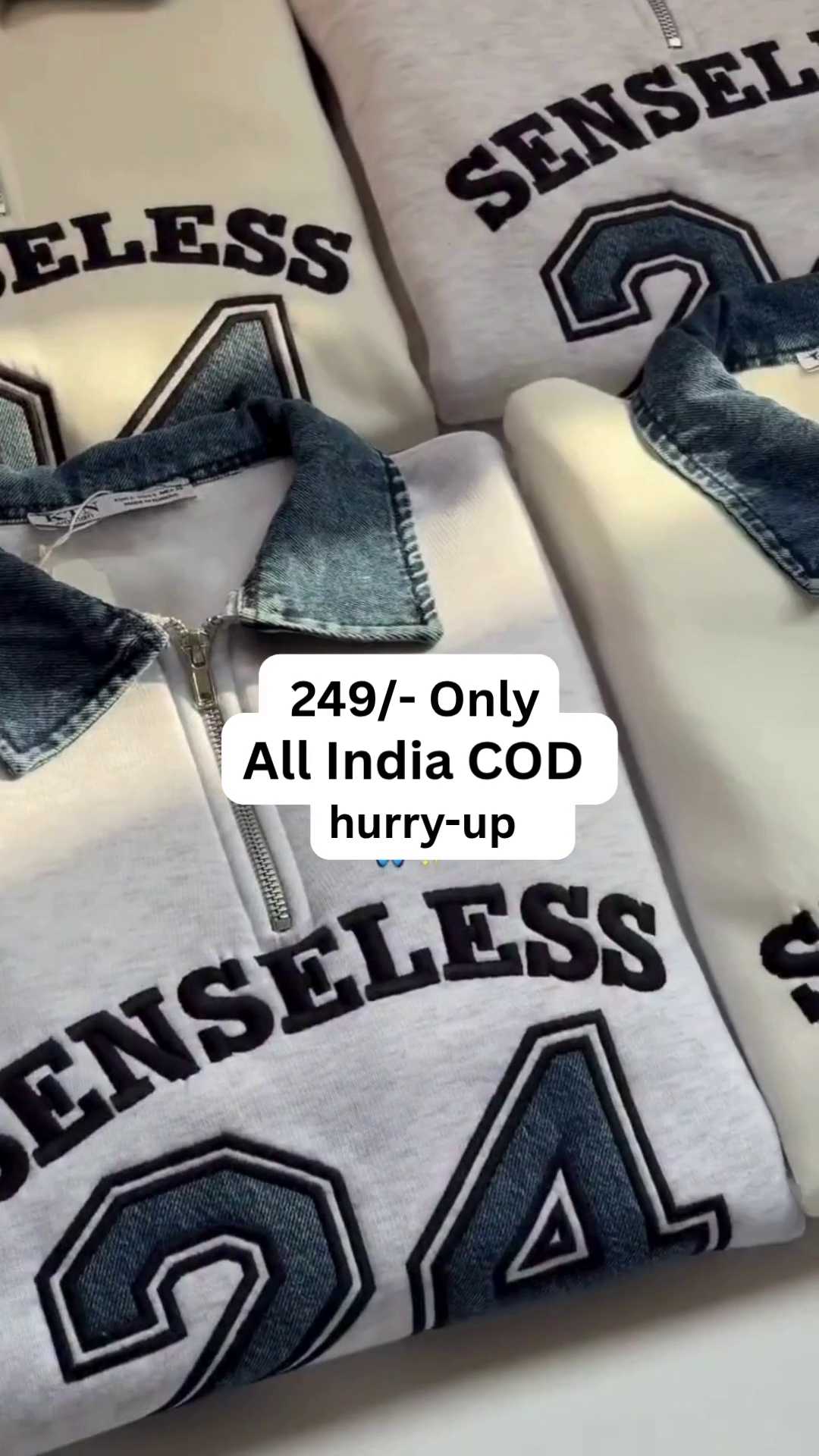 🧥 "SenseLess Denim Collar Sweatshirt" – Trendy Winter Premium Wear 😍 - Image 2