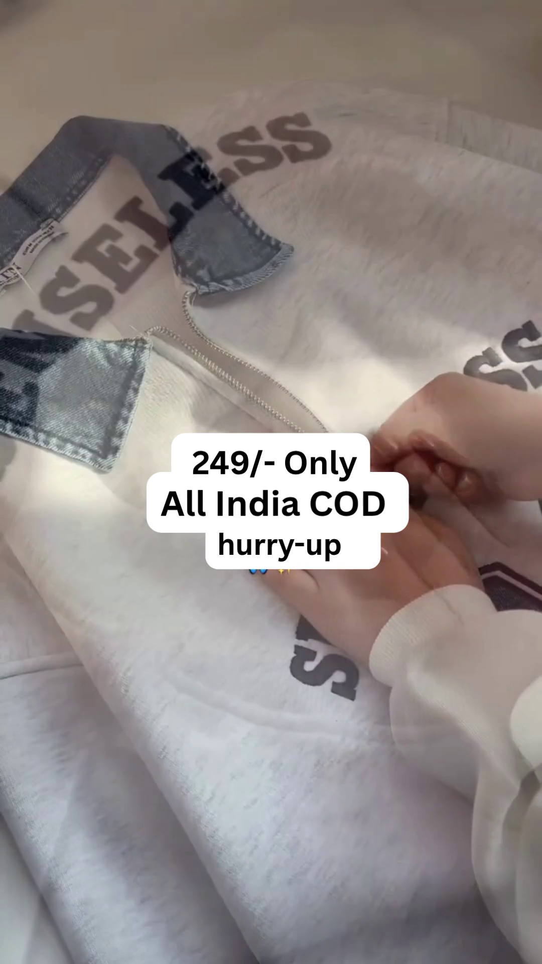 🧥 "SenseLess Denim Collar Sweatshirt" – Trendy Winter Premium Wear 😍 - Image 5