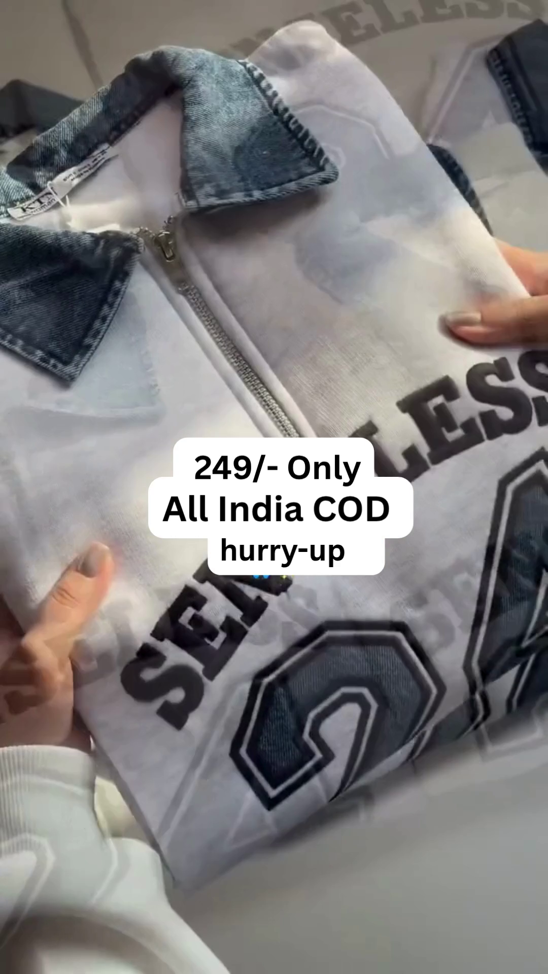 🧥 "SenseLess Denim Collar Sweatshirt" – Trendy Winter Premium Wear 😍