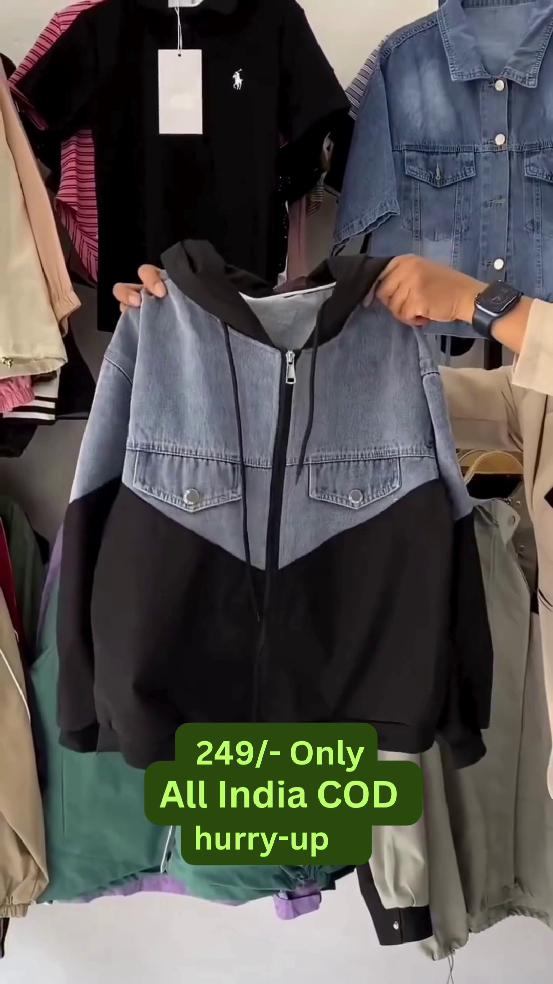 ✨ Dual-Tone Denim Hoodie Jacket | Trendy Winter Wear for Men & Women 😍 - Image 6