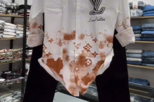 ✨ Elevate Your Style: White & Brown Tie-Dye Louis Vuitton-Inspired Logo Tee 👕