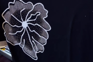 Chic & Effortless – Women’s Black T-Shirt with White Floral Print