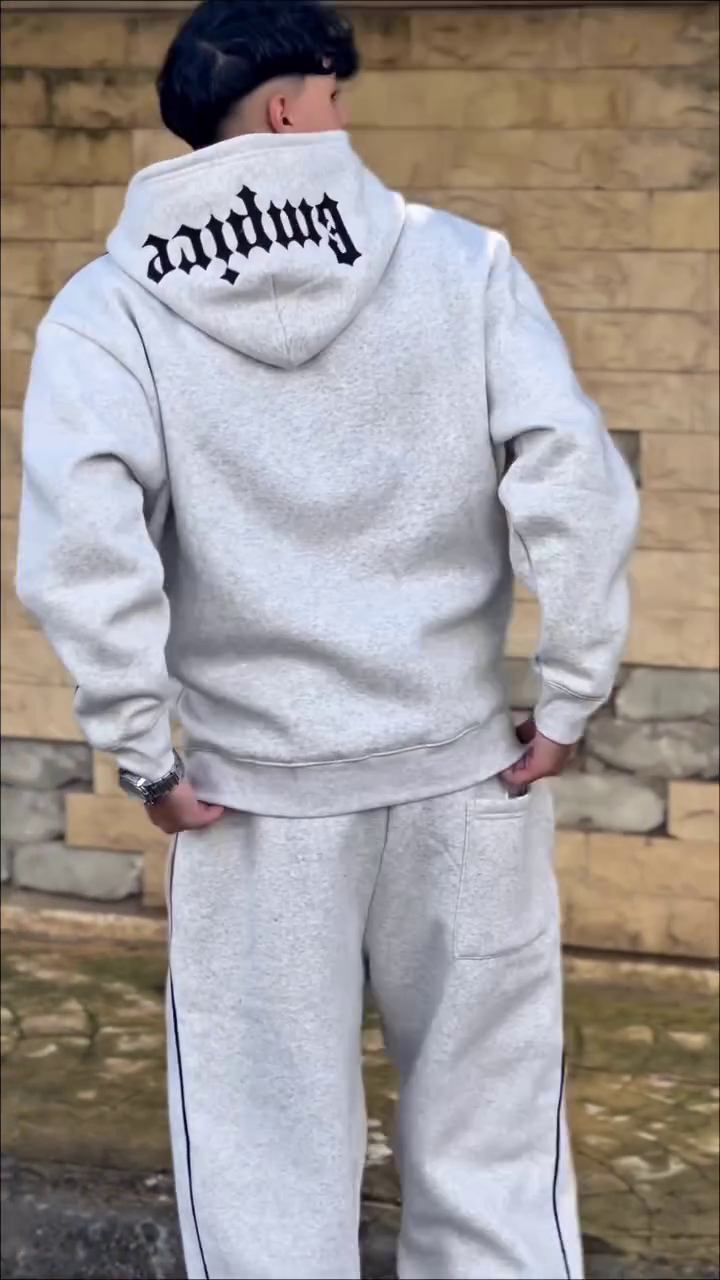 Ultimate Comfort Meets Effortless Style: Cozy Zip-Up Grey Hoodie Set 🖤✨ - Image 3