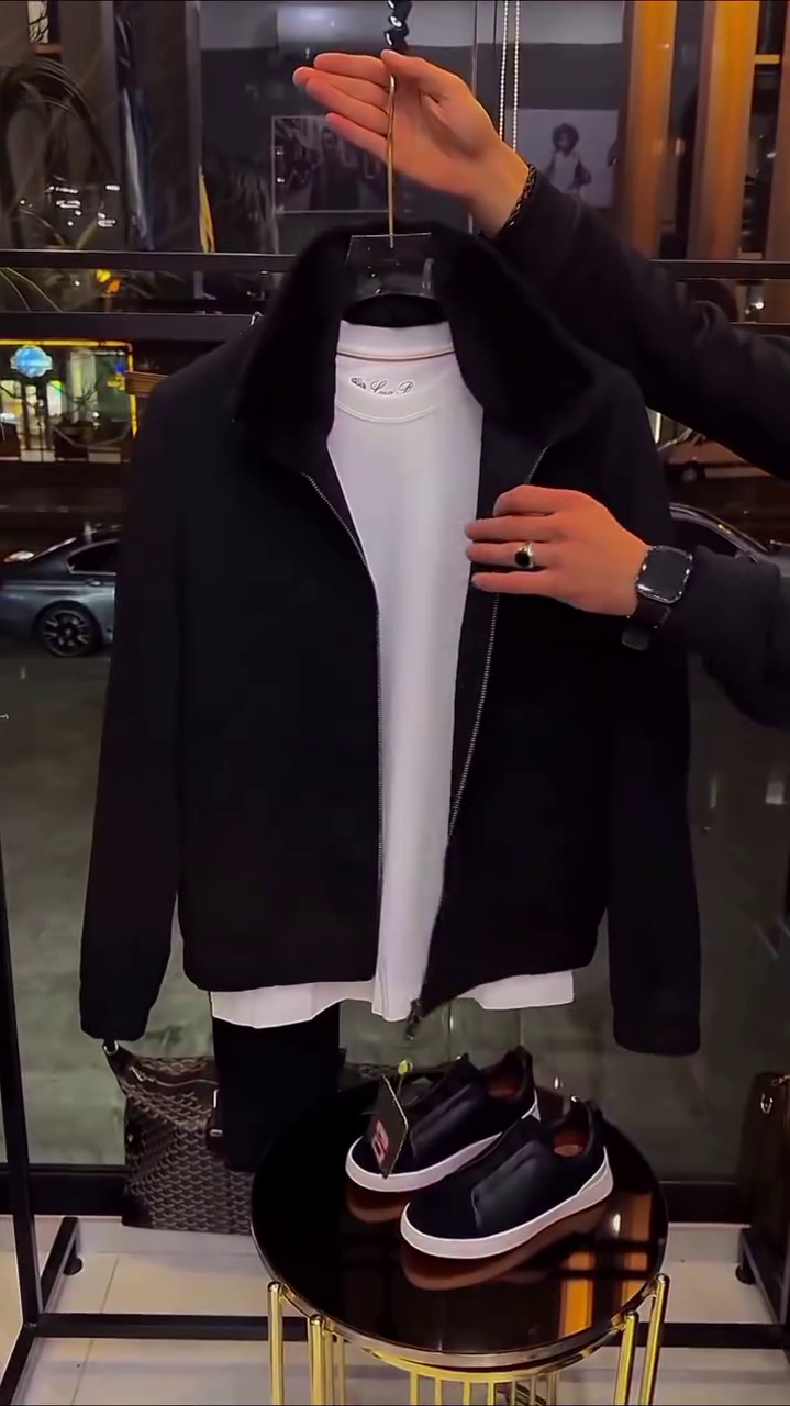 Elevate Your Look: Black Leather Sneakers with Trousers 🖤👟 - Image 4