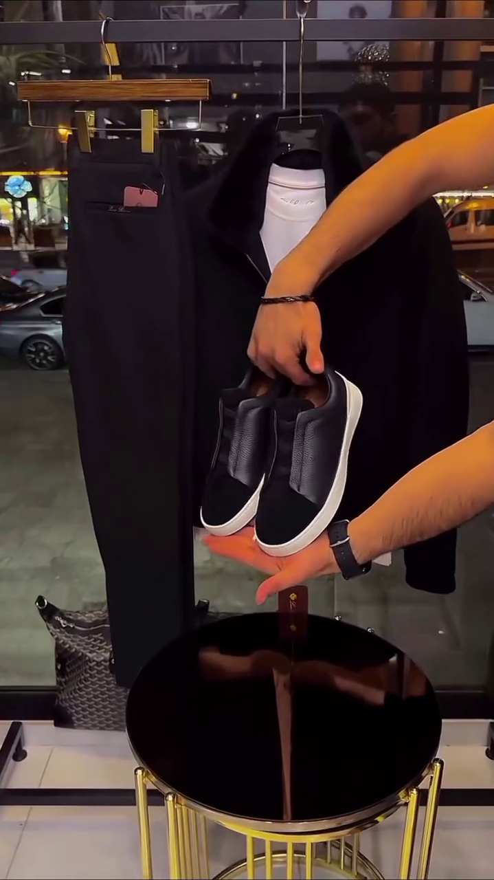 Elevate Your Look: Black Leather Sneakers with Trousers 🖤👟