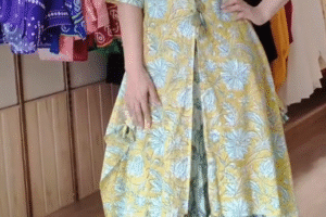 💚💙 Elegant Flow: Green-Blue Layered Drape Dress for Effortless Glamour 💙💚