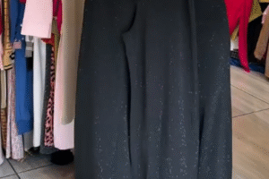 ✨ Sparkle in Style: Black Flared Trousers with Embellished Glitter Pattern ✨