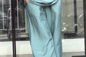 💚 Modern Chic: Oversized Sleeve Stone Green Co-ord Set 💚