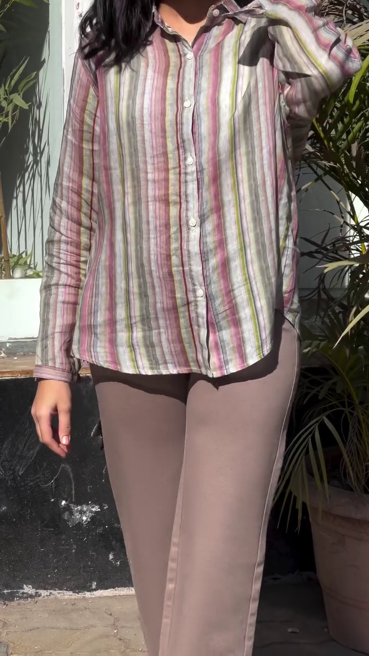 ✨ Effortless Everyday Style: Women’s Striped Casual Shirt with Trousers ✨