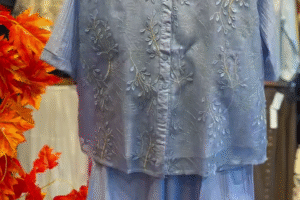 💙 Effortless Elegance: Blue Embroidered Co-Ord Shirt Set for Chic Casual Style 💙