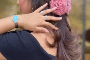 🌹✨ Timeless Charm: Handmade Rose Fabric Hair Claw Clip