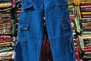 Trendy Light Blue Wide-Leg Denim Cargo Jeans – Utility Meets Street Style