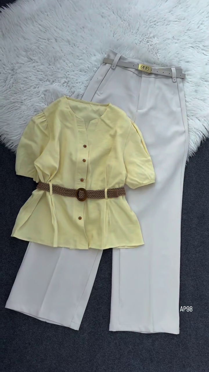 🌼 Butter Yellow Shirt with White Trousers – Effortless Co-Ord Style for a Fresh Look 🤍