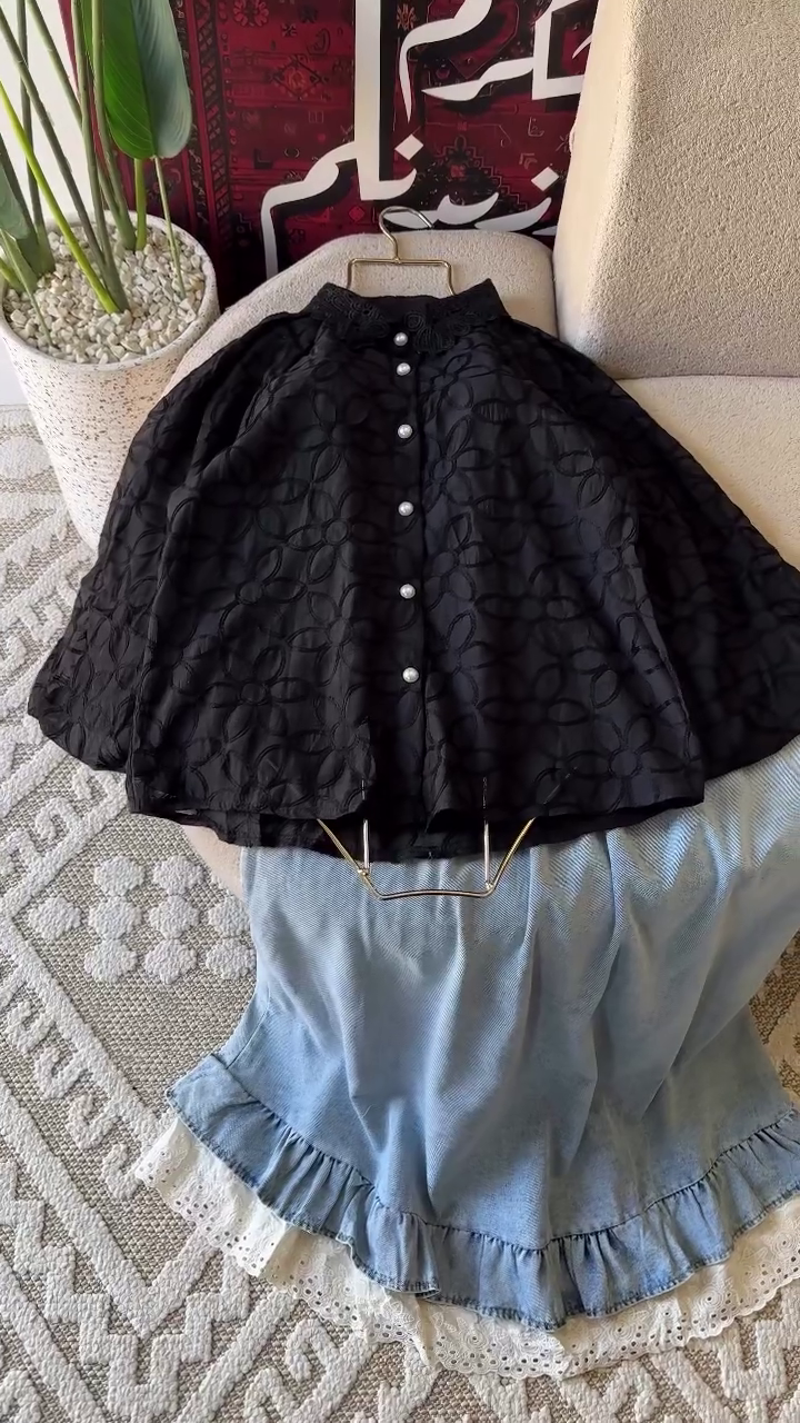 🌸 Embroidered Button-Down Shirt with Skirt – Feminine Elegance Meets Casual Charm ✨ - Image 3