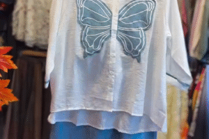 🦋 Light Blue Cotton Denim Co-Ord Set – Casual Chic with Playful Detailing ✨