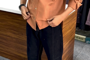 Bold Casual Style: Carrot Orange Cotton Shirt for a Modern Everyday Look