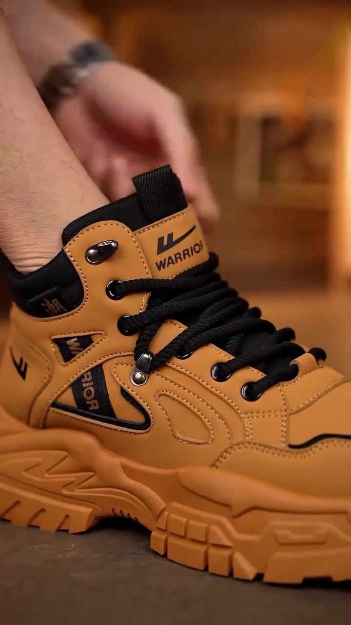 Urban Adventure Style: Yellow Warrior High-Top Lace-Up Boots - Image 8