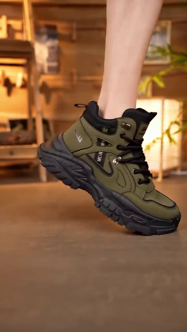 Urban Adventure Style: Yellow Warrior High-Top Lace-Up Boots - Image 3