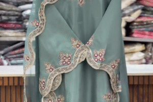 Elegant Rafacollection Pakistani Suit with Heavy Embroidery and Statement Bell Sleeves